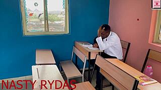 Bad student seduces me with squirting ebony pussy bribe for exams!