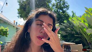 Friend Blasts Cum on Face Cafe Cumwalk Eating Sperm