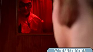 busty trans aphrodite adams bent over strap on fucked hard by leya falcon