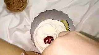 Kinky 18-Year-Old Virgin Stepsis Masturbates with Creamy Cake in LA