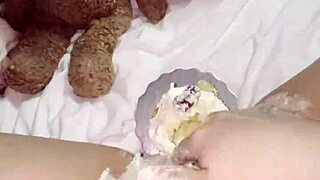 Kinky 18-Year-Old Virgin Stepsis Masturbates with Creamy Cake in LA