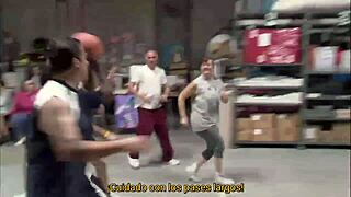 Shaved Shemale Works the Office in Heels and Nothing Else