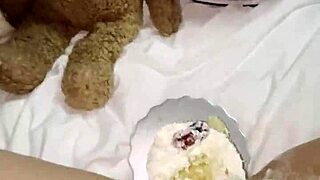 Kinky 18-Year-Old Virgin Stepsis Masturbates with Creamy Cake in LA