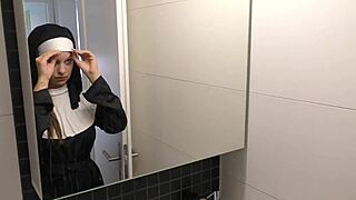 Shy teen nun Angelina Brill takes huge BBC creampie bareback!