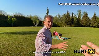 gf's big natural tits bounce wildly as old friend pounds her cheating pussy outdoors