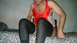 teaser sofi vice the naughty sissy shakes ass in heels and leggings for huge anal dildo fuck