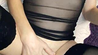 POV wife sex in see-through lingerie with old young twist