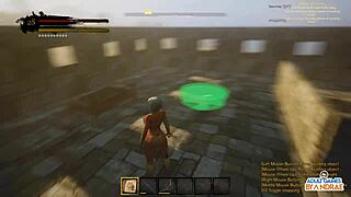 curvy cute big tits babe builds stone house kitchen bed in sexy 3d game