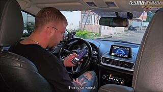 mature colombian blonde monique fuentes bounces huge tits on driver brian evans' cock in car rough ride