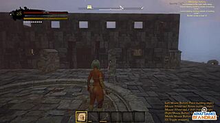 curvy cute big tits babe builds stone house kitchen bed in sexy 3d game