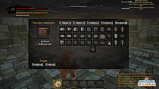 curvy cute big tits babe builds stone house kitchen bed in sexy 3d game