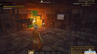 curvy cute big tits babe builds stone house kitchen bed in sexy 3d game