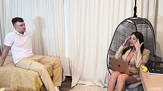 Colombian Sara Blonde measures Cofla24cm's huge cock size