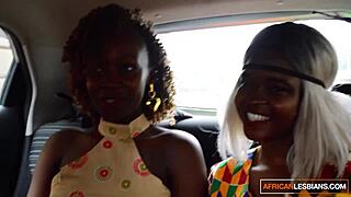 real ebony lesbians SLURP wet pussies, finger clits and scissor till squirting orgasms