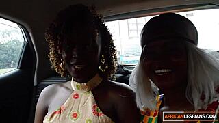 real ebony lesbians SLURP wet pussies, finger clits and scissor till squirting orgasms