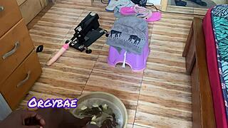 Ebony Wife Teases Cuckold Husband's Foot Fetish In Bedroom Lingerie