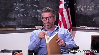 busty naughty student katie kush gets her hairy bush licked then banged hard by teacher mike mancini in classroom