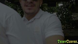 Big booty teen babe takes massive cumshot on ass