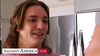 after baking cookies this sexy milf milks my huge cock deep