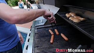 Mature Stepmom And Teen Jizzed By Big Cocks In Hardcore Group Orgy