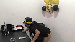 new horny latina secretary milf moans whorishly testing boyfriend's anal plug at work