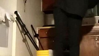 amateur follows upbeat workout routine synced perfectly to favorite music tracks