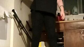 amateur follows upbeat workout routine synced perfectly to favorite music tracks