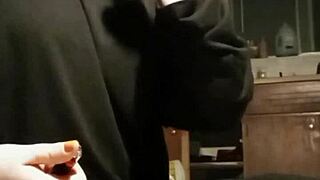 amateur follows upbeat workout routine synced perfectly to favorite music tracks