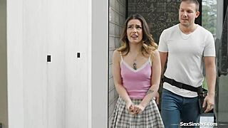 teen begs locksmith to unlock her chastity belt for deep pussy licking and fucking