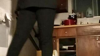 amateur follows upbeat workout routine synced perfectly to favorite music tracks