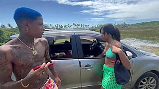 Amateur latina gets anal assfucked hard by friends in the wild outdoors interracial style