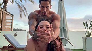 Oiled Bodybuilder Brunette Gets Bareback Doggystyle Pounded In Swimming Pool After Massage