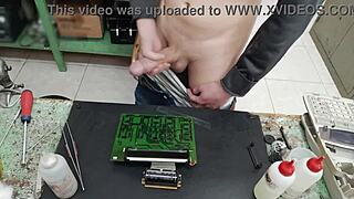 i explode huge cumshot all over client's sexy fuck machine