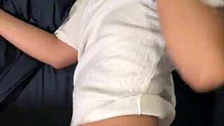 Petite Thai teen takes huge white cock creampie deep