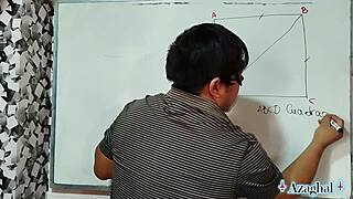 hey, this japanese nerd in sexual math class gets triangular creampie action