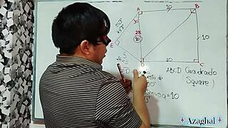 hey, this japanese nerd in sexual math class gets triangular creampie action