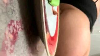 Big Black Cock Slams Redbone Bent Over Doggy in Kitchen Hardcore