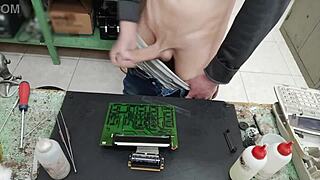 i explode huge cumshot all over client's sexy fuck machine