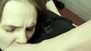 amateur teen slut drops to knees sucking stranger's monster cock at nightclub then swallows cum