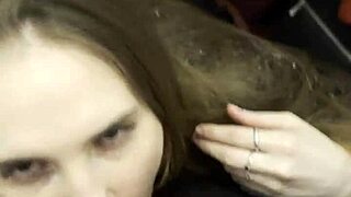 amateur teen slut drops to knees sucking stranger's monster cock at nightclub then swallows cum