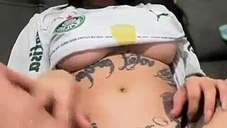 Palmeirense Safada Shows Pierced Wet Pussy Tattoo Tease