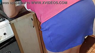 Secret panty fingering as stepsister cooks dinner nearby