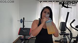 Gym Slut Fingers Juicy Pussy Alone and Hard!