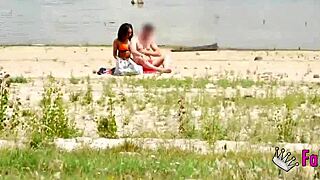 voyeur luna black hits beach to fuck black cock quickie in nature
