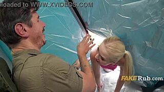 Blonde pigtails slut fucks stuck-mon deep in wild forest!