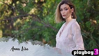 Totally Wet Teen Model Anna Lisa Exposes Perfect Big Tits Outdoor! Stripping Lingerie Posing Action