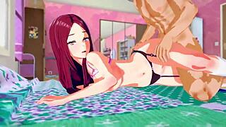 cute japanese anime virgin's big tits explode in hentai cum fantasy