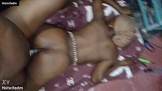 Uncle pounds stepmom hotwife's creamy black pussy moaning in homemade passion