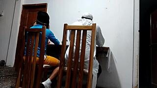 sheikh's buddy bends busty waitress over table for sneaky restaurant fuck