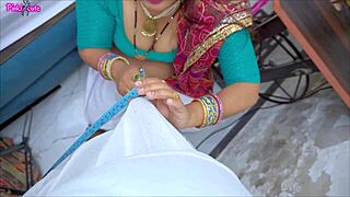 indian bahu screams as sasur ji pounds hairy tight pussy during measurement!!